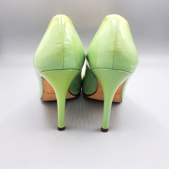 Kate Spade Mint Laquer Leather with Gold Metal Bows Made in Italy Size 8 - Picture 4 of 9